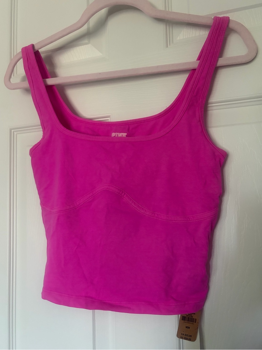 PINK Crop Top With Shelf Bra